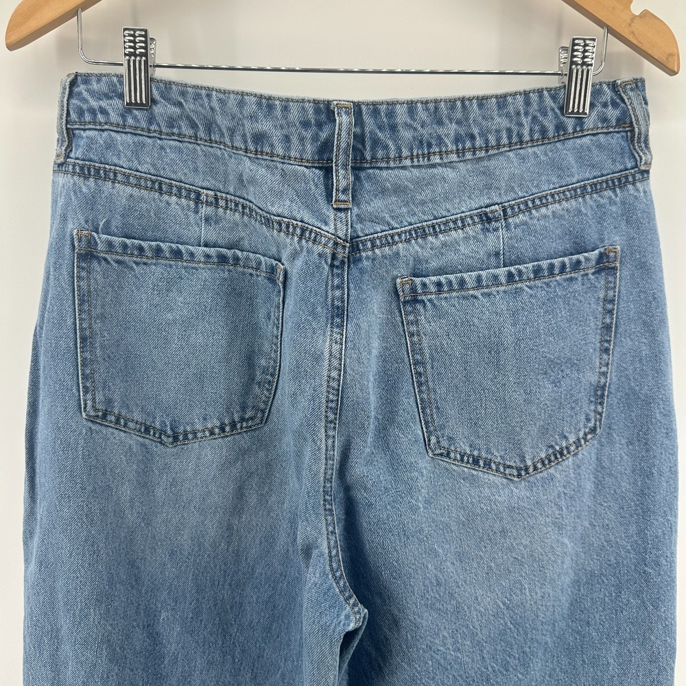 Fashion Nova Jeans Womens 15 Blue Distressed Denim High Rise Relaxed Straight - Picture 5 of 11